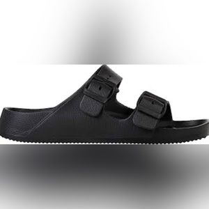 NWOT Moses black 2 strap slip on sandals size 40-41(9-10)